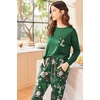 image:imageEkouaer Womens Pajamas Set Long Sleeve Christmas PJ Sets Soft Lounge Set for Women Sleepwear Joggers with PocketsGreen
