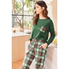 image:imageEkouaer Womens Pajamas Set Long Sleeve Christmas PJ Sets Soft Lounge Set for Women Sleepwear Joggers with PocketsGreen Plaid