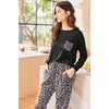 image:imageEkouaer Womens Pajamas Set Long Sleeve Christmas PJ Sets Soft Lounge Set for Women Sleepwear Joggers with PocketsLeopard