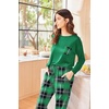image:imageEkouaer Womens Pajamas Set Long Sleeve Christmas PJ Sets Soft Lounge Set for Women Sleepwear Joggers with PocketsLight Green Plaid
