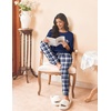 image:imageEkouaer Womens Pajamas Set Long Sleeve Christmas PJ Sets Soft Lounge Set for Women Sleepwear Joggers with PocketsNavy Blue Plaid