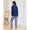 image:imageEkouaer Womens Pajamas Set Long Sleeve Christmas PJ Sets Soft Lounge Set for Women Sleepwear Joggers with PocketsNavy Blue Plaid