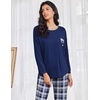 image:imageEkouaer Womens Pajamas Set Long Sleeve Christmas PJ Sets Soft Lounge Set for Women Sleepwear Joggers with PocketsNavy Blue Plaid