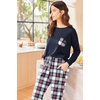 image:imageEkouaer Womens Pajamas Set Long Sleeve Christmas PJ Sets Soft Lounge Set for Women Sleepwear Joggers with PocketsNavy Plaid