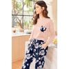 image:imageEkouaer Womens Pajamas Set Long Sleeve Christmas PJ Sets Soft Lounge Set for Women Sleepwear Joggers with PocketsPink Flowers