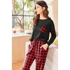 image:imageEkouaer Womens Pajamas Set Long Sleeve Christmas PJ Sets Soft Lounge Set for Women Sleepwear Joggers with PocketsRed Plaid