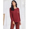 image:imageEkouaer Womens Pajamas Set Long Sleeve Christmas PJ Sets Soft Lounge Set for Women Sleepwear Joggers with PocketsRed Plaid 2