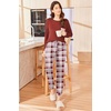 image:imageEkouaer Womens Pajamas Set Long Sleeve Christmas PJ Sets Soft Lounge Set for Women Sleepwear Joggers with PocketsWine Red Plaid