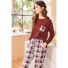 image:imageEkouaer Womens Pajamas Set Long Sleeve Christmas PJ Sets Soft Lounge Set for Women Sleepwear Joggers with PocketsWine Red Plaid