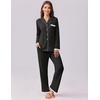 image:imageEkouaer Womens Pajamas Set Long Sleeve Sleepwear Button Down Lounge Set 2 Pieces Soft Nightwear Lace Pjs SetBlack