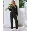 image:imageEkouaer Womens Pajamas Set Long Sleeve Sleepwear Button Down Lounge Set 2 Pieces Soft Nightwear Lace Pjs SetBlack