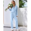 image:imageEkouaer Womens Pajamas Set Long Sleeve Sleepwear Button Down Lounge Set 2 Pieces Soft Nightwear Lace Pjs SetClear Blue