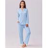 image:imageEkouaer Womens Pajamas Set Long Sleeve Sleepwear Button Down Lounge Set 2 Pieces Soft Nightwear Lace Pjs SetClear Blue