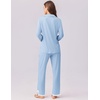 image:imageEkouaer Womens Pajamas Set Long Sleeve Sleepwear Button Down Lounge Set 2 Pieces Soft Nightwear Lace Pjs SetClear Blue