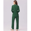image:imageEkouaer Womens Pajamas Set Long Sleeve Sleepwear Button Down Lounge Set 2 Pieces Soft Nightwear Lace Pjs SetDeep Green