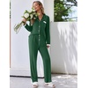 image:imageEkouaer Womens Pajamas Set Long Sleeve Sleepwear Button Down Lounge Set 2 Pieces Soft Nightwear Lace Pjs SetDeep Green