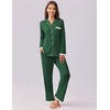 image:imageEkouaer Womens Pajamas Set Long Sleeve Sleepwear Button Down Lounge Set 2 Pieces Soft Nightwear Lace Pjs SetDeep Green