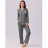 image:imageEkouaer Womens Pajamas Set Long Sleeve Sleepwear Button Down Lounge Set 2 Pieces Soft Nightwear Lace Pjs SetDeep Grey