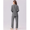 image:imageEkouaer Womens Pajamas Set Long Sleeve Sleepwear Button Down Lounge Set 2 Pieces Soft Nightwear Lace Pjs SetDeep Grey