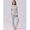 image:imageEkouaer Womens Pajamas Set Long Sleeve Sleepwear Button Down Lounge Set 2 Pieces Soft Nightwear Lace Pjs SetGrey