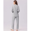 image:imageEkouaer Womens Pajamas Set Long Sleeve Sleepwear Button Down Lounge Set 2 Pieces Soft Nightwear Lace Pjs SetGrey