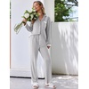 image:imageEkouaer Womens Pajamas Set Long Sleeve Sleepwear Button Down Lounge Set 2 Pieces Soft Nightwear Lace Pjs SetGrey