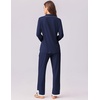 image:imageEkouaer Womens Pajamas Set Long Sleeve Sleepwear Button Down Lounge Set 2 Pieces Soft Nightwear Lace Pjs SetNavy Blue