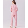 image:imageEkouaer Womens Pajamas Set Long Sleeve Sleepwear Button Down Lounge Set 2 Pieces Soft Nightwear Lace Pjs SetPink