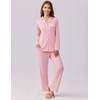 image:imageEkouaer Womens Pajamas Set Long Sleeve Sleepwear Button Down Lounge Set 2 Pieces Soft Nightwear Lace Pjs SetPink