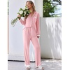 image:imageEkouaer Womens Pajamas Set Long Sleeve Sleepwear Button Down Lounge Set 2 Pieces Soft Nightwear Lace Pjs SetPink