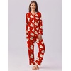 image:imageEkouaer Womens Pajamas Set Long Sleeve Sleepwear Button Down Lounge Set 2 Pieces Soft Nightwear Lace Pjs SetRed Santa Bell