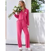 image:imageEkouaer Womens Pajamas Set Long Sleeve Sleepwear Button Down Lounge Set 2 Pieces Soft Nightwear Lace Pjs SetRose Red