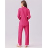 image:imageEkouaer Womens Pajamas Set Long Sleeve Sleepwear Button Down Lounge Set 2 Pieces Soft Nightwear Lace Pjs SetRose Red