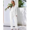 image:imageEkouaer Womens Pajamas Set Long Sleeve Sleepwear Button Down Lounge Set 2 Pieces Soft Nightwear Lace Pjs SetWhite