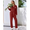 image:imageEkouaer Womens Pajamas Set Long Sleeve Sleepwear Button Down Lounge Set 2 Pieces Soft Nightwear Lace Pjs SetWine Red