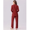 image:imageEkouaer Womens Pajamas Set Long Sleeve Sleepwear Button Down Lounge Set 2 Pieces Soft Nightwear Lace Pjs SetWine Red