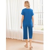 image:imageEkouaer Womens Pajamas Set Short Sleeve Top With Capri Pants Pjs 2 PIece Lounge amp Sleepwear Set SXXLBlue