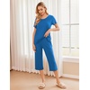 image:imageEkouaer Womens Pajamas Set Short Sleeve Top With Capri Pants Pjs 2 PIece Lounge amp Sleepwear Set SXXLBlue