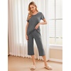 image:imageEkouaer Womens Pajamas Set Short Sleeve Top With Capri Pants Pjs 2 PIece Lounge amp Sleepwear Set SXXLDark Gray