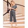 image:imageEkouaer Womens Pajamas Set Short Sleeve Top With Capri Pants Pjs 2 PIece Lounge amp Sleepwear Set SXXLDark Gray