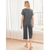 image:imageEkouaer Womens Pajamas Set Short Sleeve Top With Capri Pants Pjs 2 PIece Lounge amp Sleepwear Set SXXLDark Gray