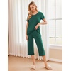 image:imageEkouaer Womens Pajamas Set Short Sleeve Top With Capri Pants Pjs 2 PIece Lounge amp Sleepwear Set SXXLDeep Green