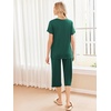 image:imageEkouaer Womens Pajamas Set Short Sleeve Top With Capri Pants Pjs 2 PIece Lounge amp Sleepwear Set SXXLDeep Green