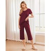 image:imageEkouaer Womens Pajamas Set Short Sleeve Top With Capri Pants Pjs 2 PIece Lounge amp Sleepwear Set SXXLDeep Red