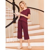 image:imageEkouaer Womens Pajamas Set Short Sleeve Top With Capri Pants Pjs 2 PIece Lounge amp Sleepwear Set SXXLDeep Red