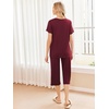 image:imageEkouaer Womens Pajamas Set Short Sleeve Top With Capri Pants Pjs 2 PIece Lounge amp Sleepwear Set SXXLDeep Red