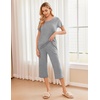 image:imageEkouaer Womens Pajamas Set Short Sleeve Top With Capri Pants Pjs 2 PIece Lounge amp Sleepwear Set SXXLGray