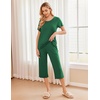 image:imageEkouaer Womens Pajamas Set Short Sleeve Top With Capri Pants Pjs 2 PIece Lounge amp Sleepwear Set SXXLGreen