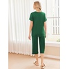 image:imageEkouaer Womens Pajamas Set Short Sleeve Top With Capri Pants Pjs 2 PIece Lounge amp Sleepwear Set SXXLGreen