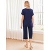 image:imageEkouaer Womens Pajamas Set Short Sleeve Top With Capri Pants Pjs 2 PIece Lounge amp Sleepwear Set SXXLNavy Blue
